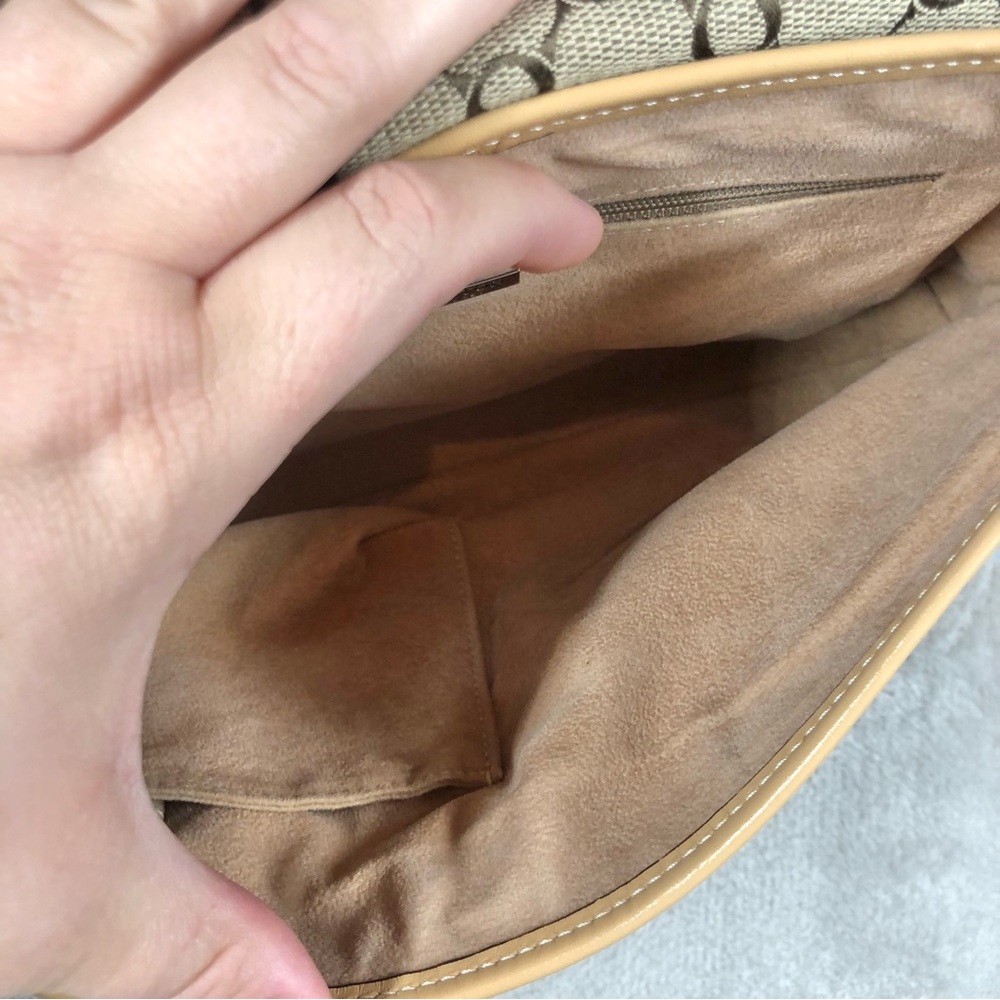 Vintage Oroton Monogram Canvas Shoulder Bag Tan Brown 90s Y2K Luxury Designer - Picture 9 of 14